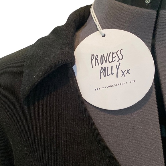 Princess Polly Party Time Mini Dress Black Knit Wrap V-Neck Boho Retro Sz 8 - Picture 5 of 10